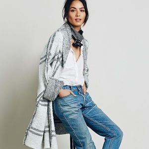 Free People Windowpane Sweater Jacket